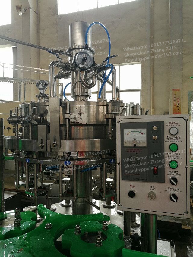 Ηλεκτρική μηχανή πλήρωσης μπουκαλιών γυαλιού/ενωμένη με διοξείδιο του άνθρακα γραμμή παραγωγής ποτών 1